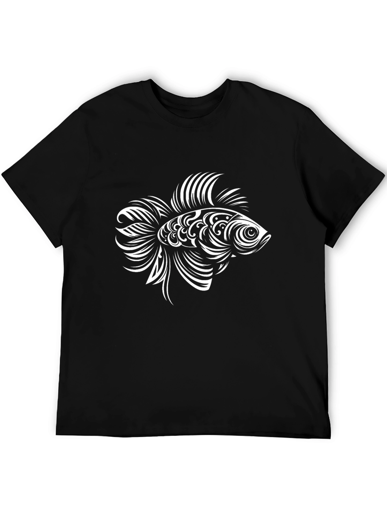 Tribal Fish Graphic Black T-Shirt