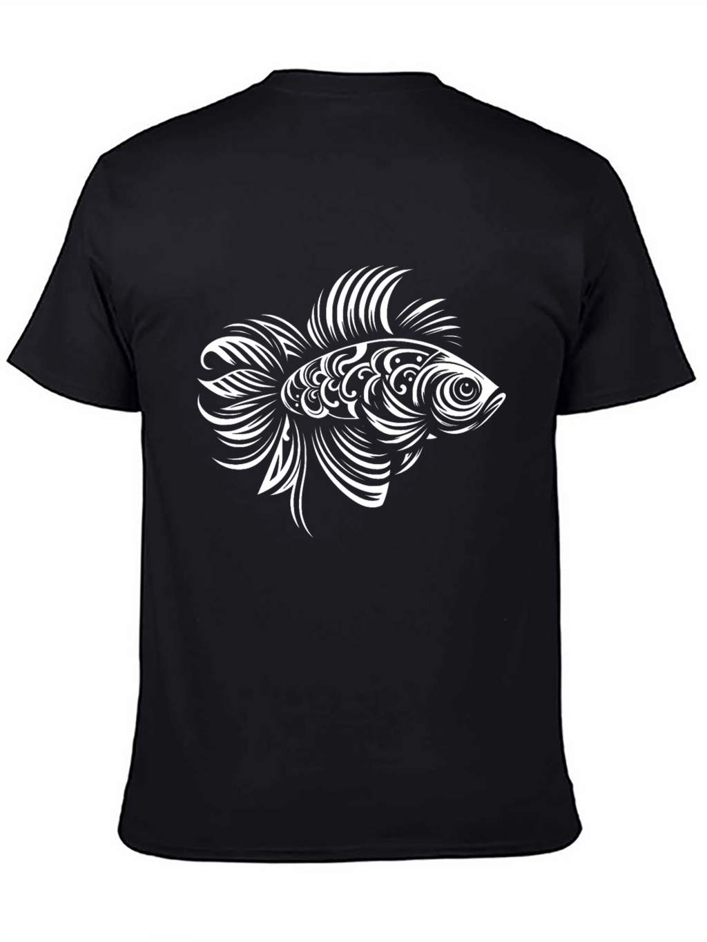 Tribal Fish Graphic Black T-Shirt