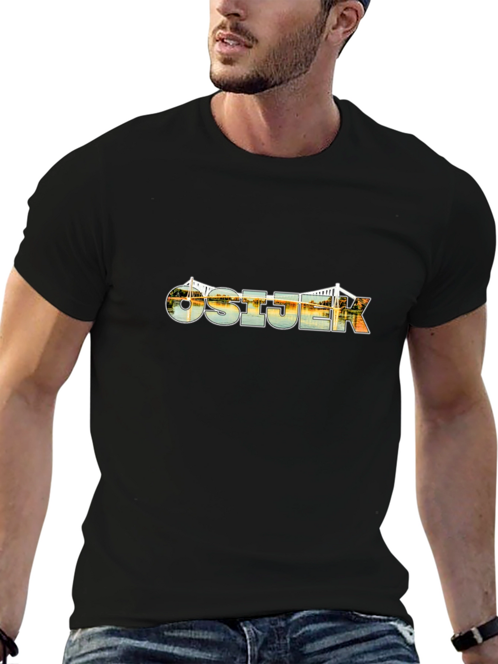 Osijek Bridge Graphic Black T-Shirt
