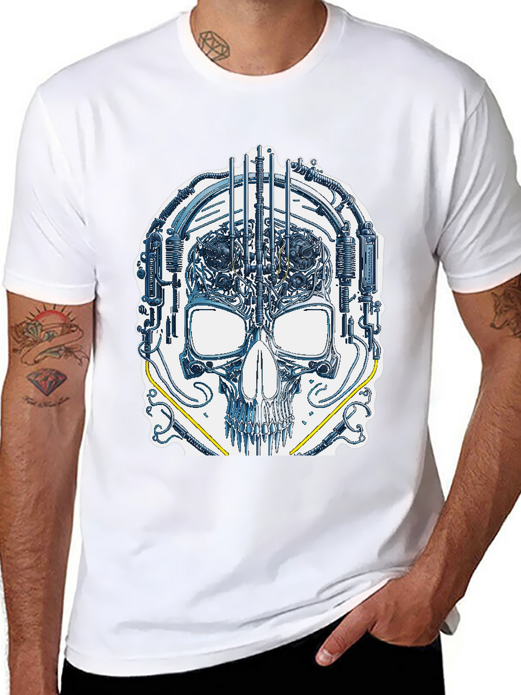 Cyber Skull Graphic T-Shirt - Unique Design