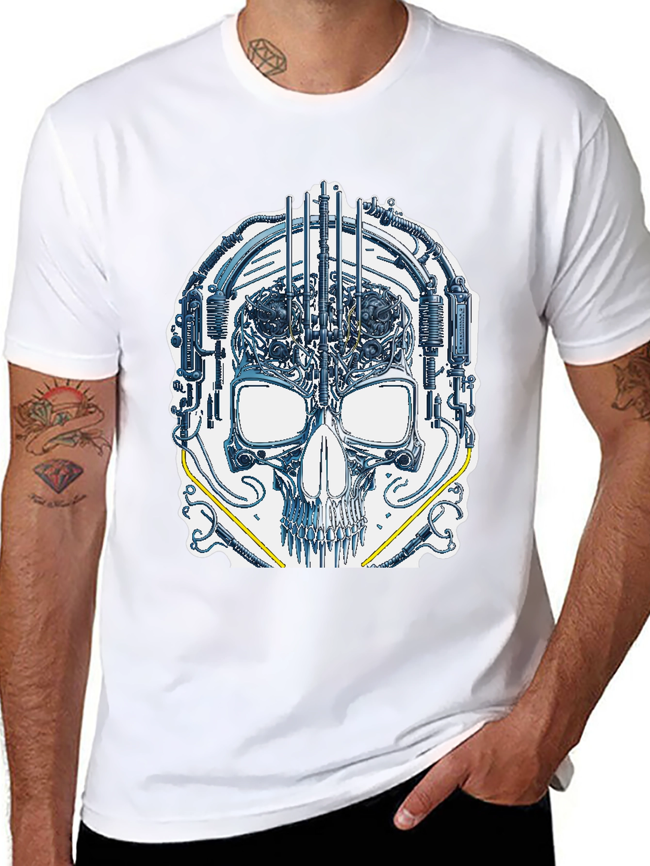 Cyber Skull Graphic T-Shirt - Unique Design