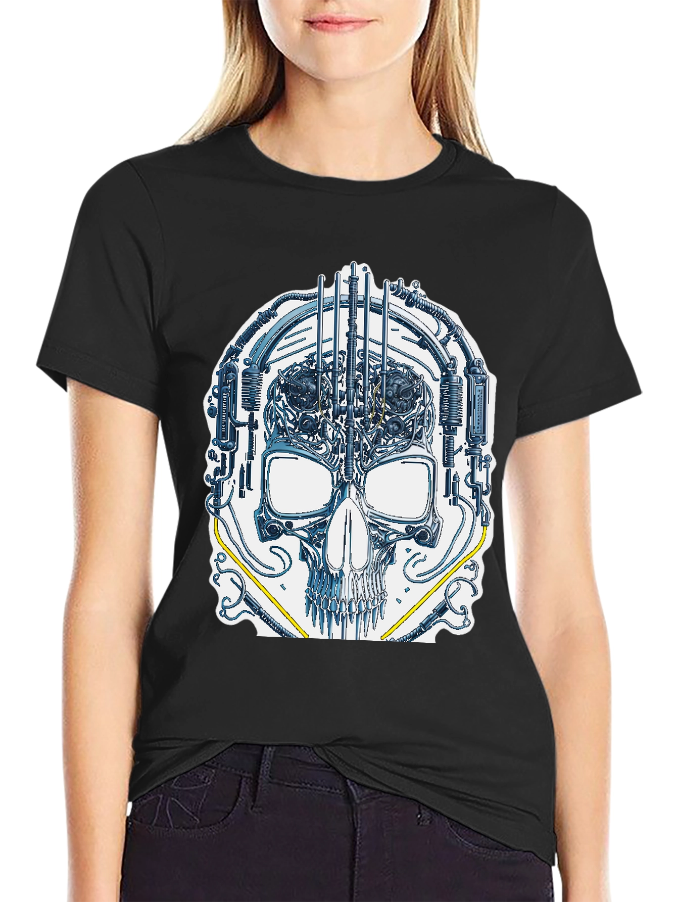 Cyber Skull Graphic T-Shirt - Unique Design