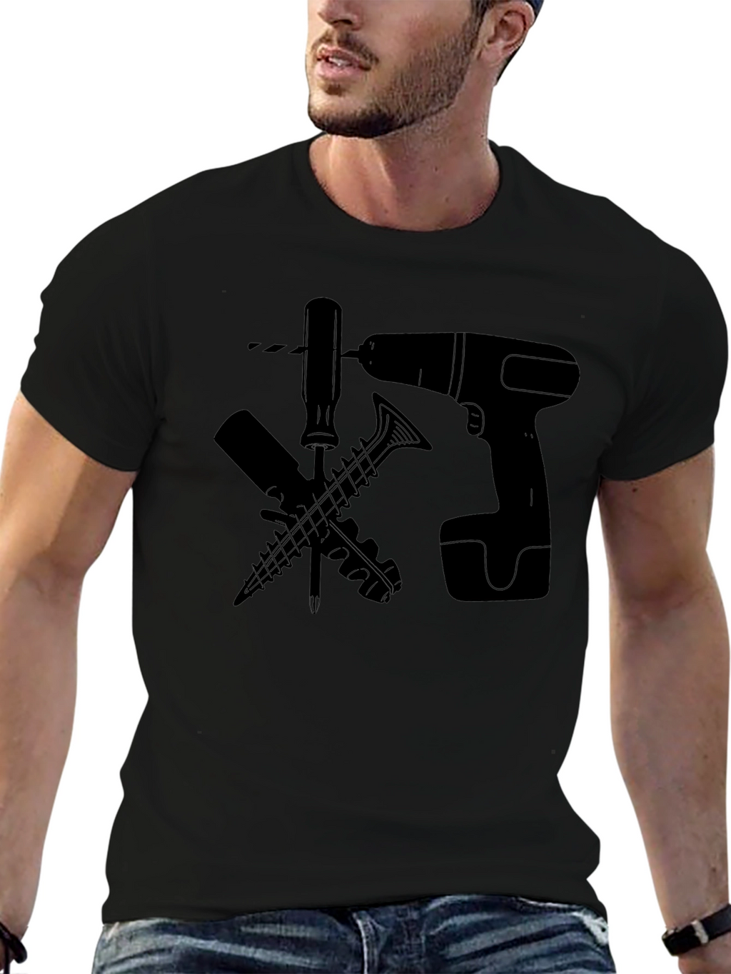 DIY Tools Graphic Tee - Black Cotton