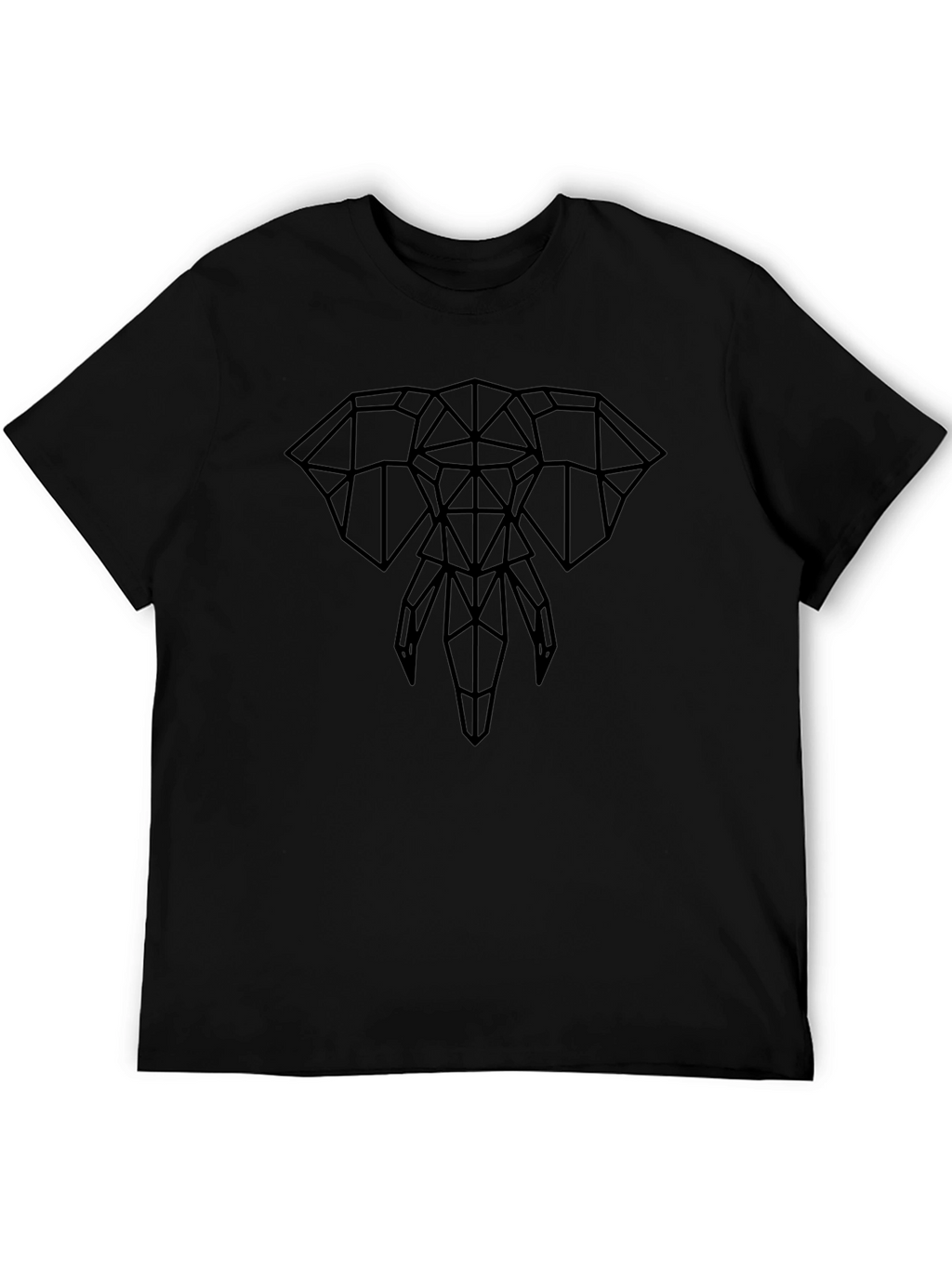 Geometric Elephant Graphic T-Shirt - Black