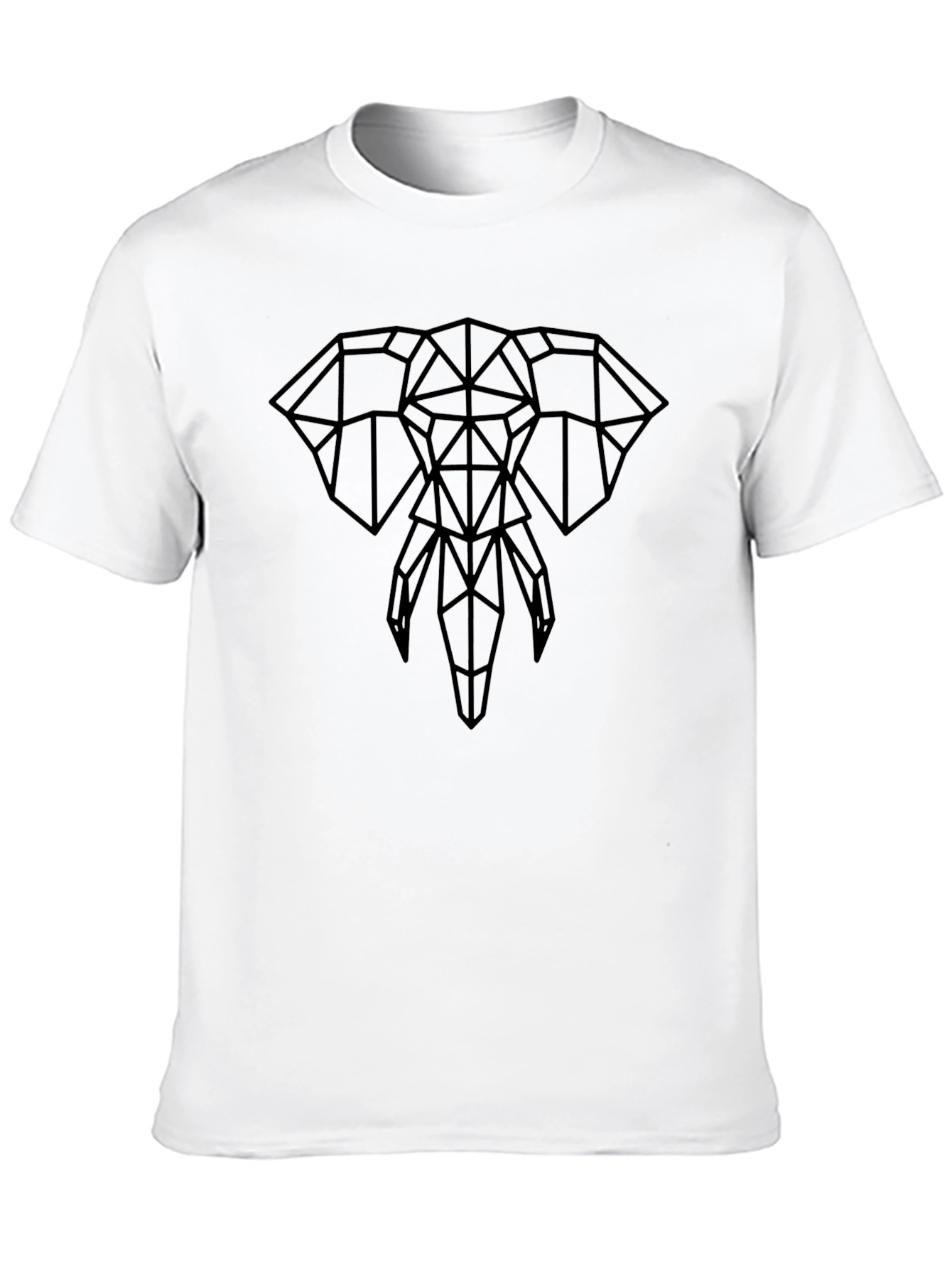 Geometric Elephant Graphic T-Shirt - Black