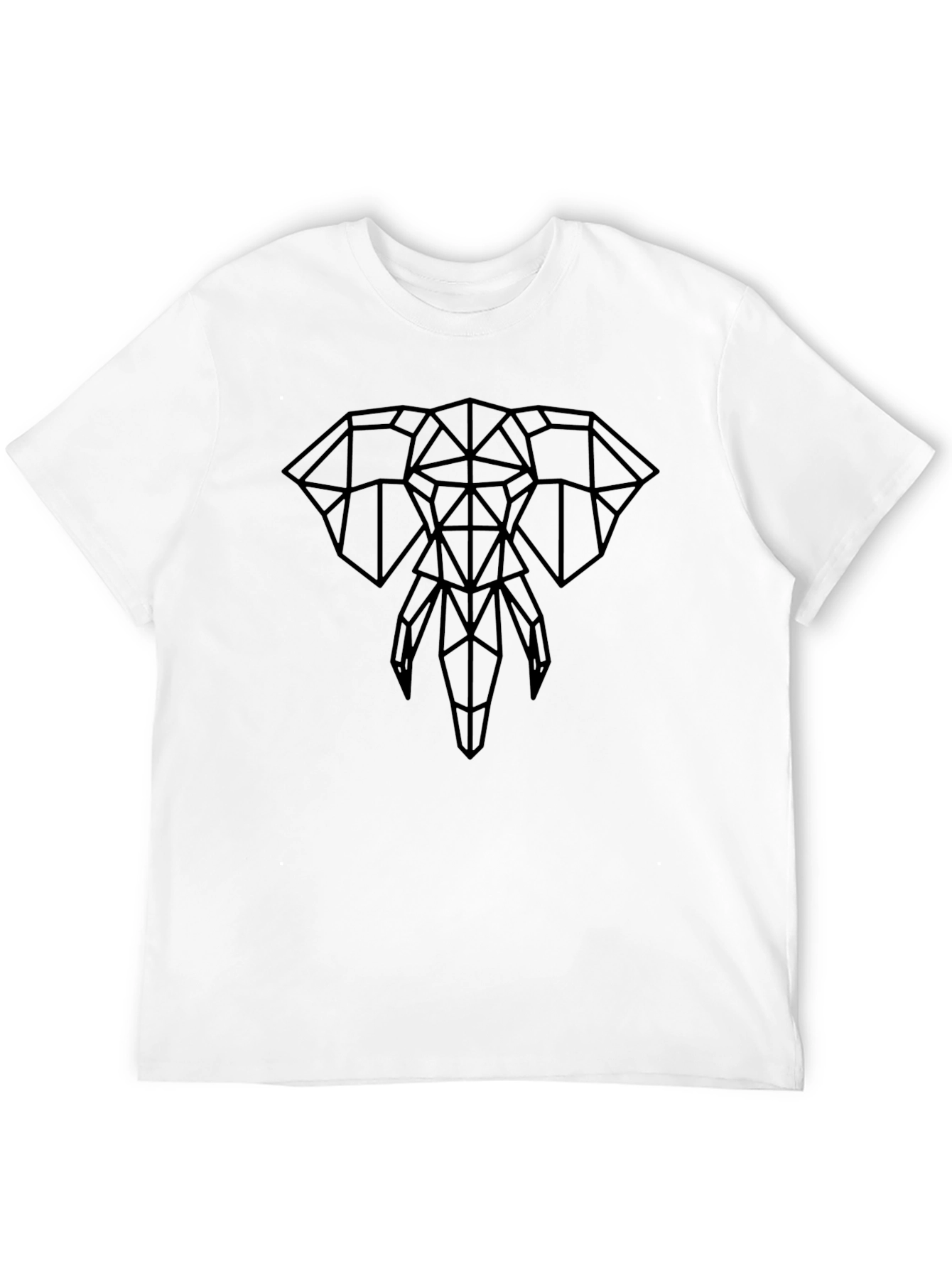 Geometric Elephant Graphic T-Shirt - Black