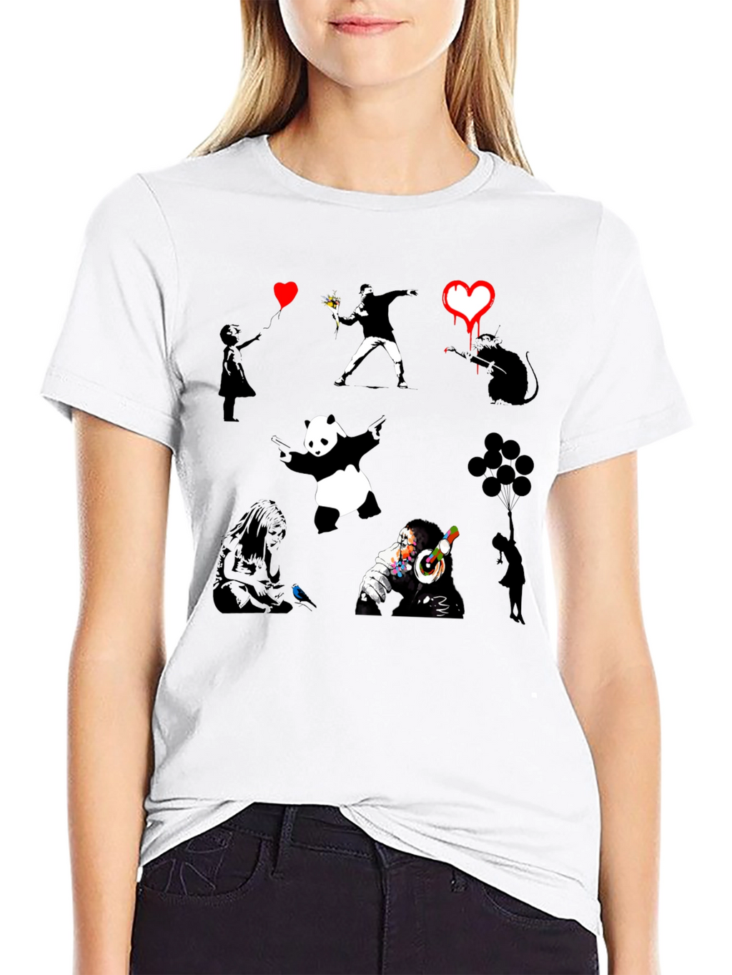 Banksy Art Print Black T-Shirt