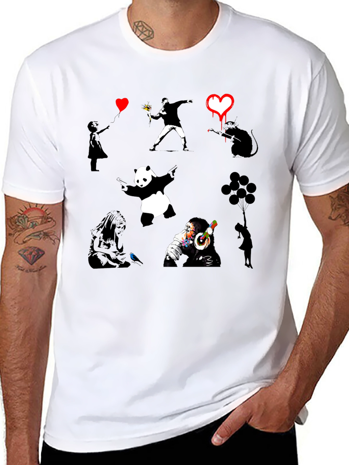 Banksy Art Print Black T-Shirt