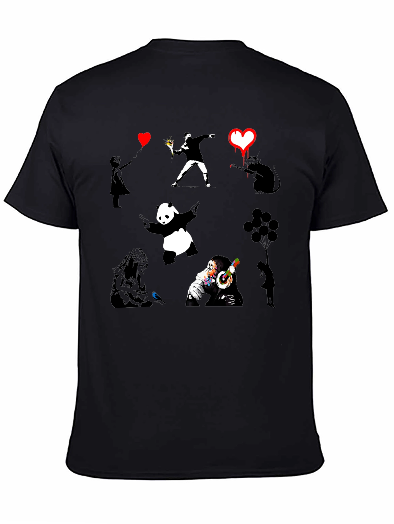 Banksy Art Print Black T-Shirt