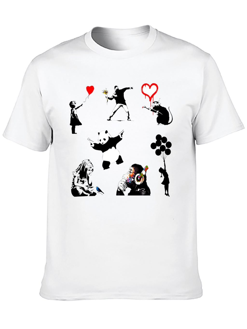 Banksy Art Print Black T-Shirt