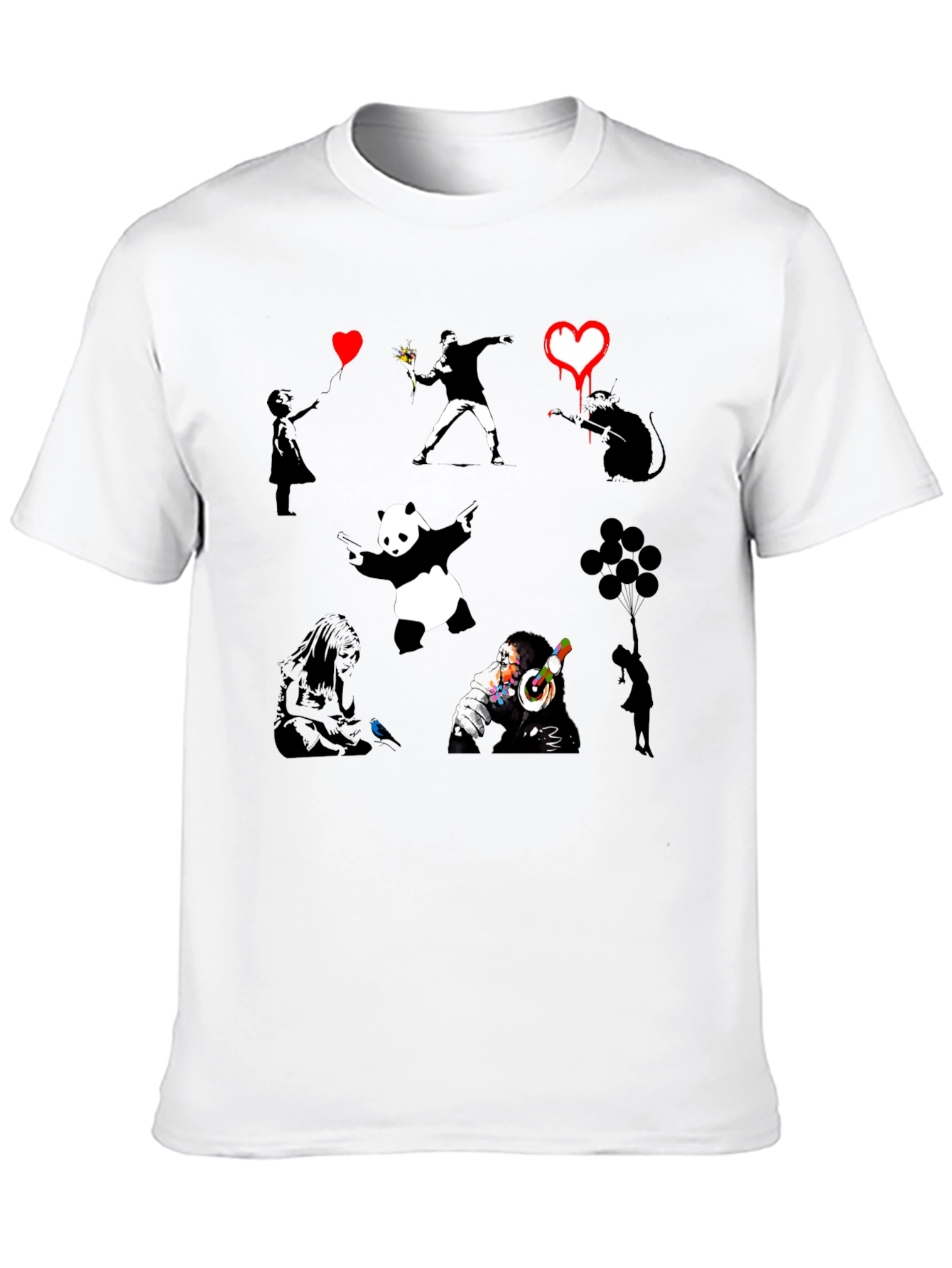 Banksy Art Print Black T-Shirt
