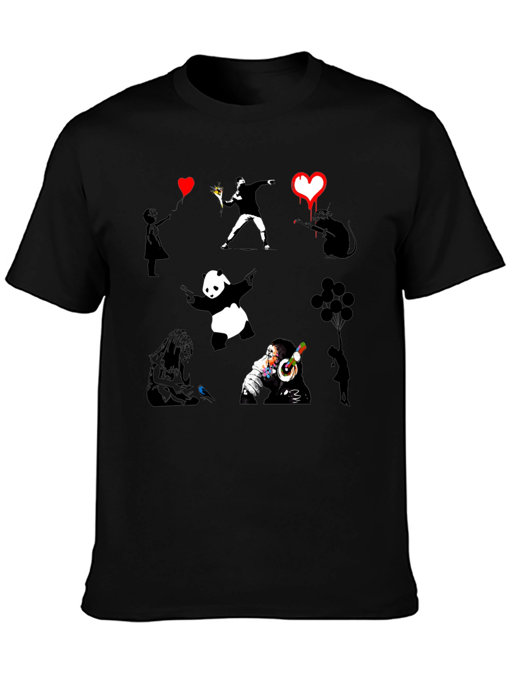 Banksy Art Print Black T-Shirt