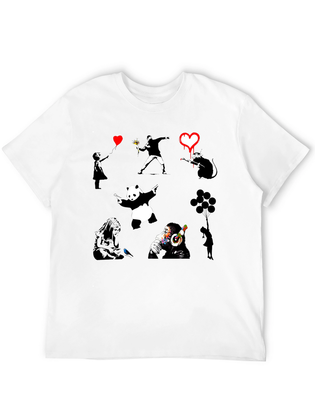 Banksy Art Print Black T-Shirt