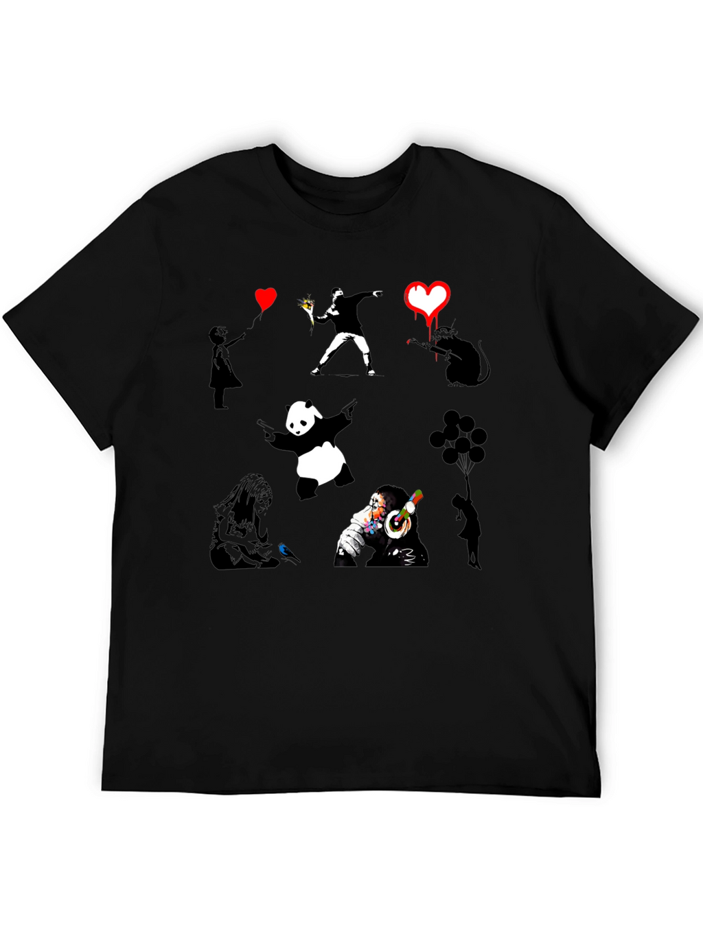Banksy Art Print Black T-Shirt