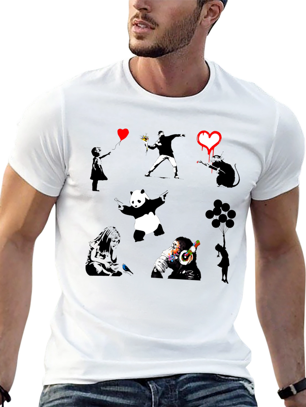 Banksy Art Print Black T-Shirt
