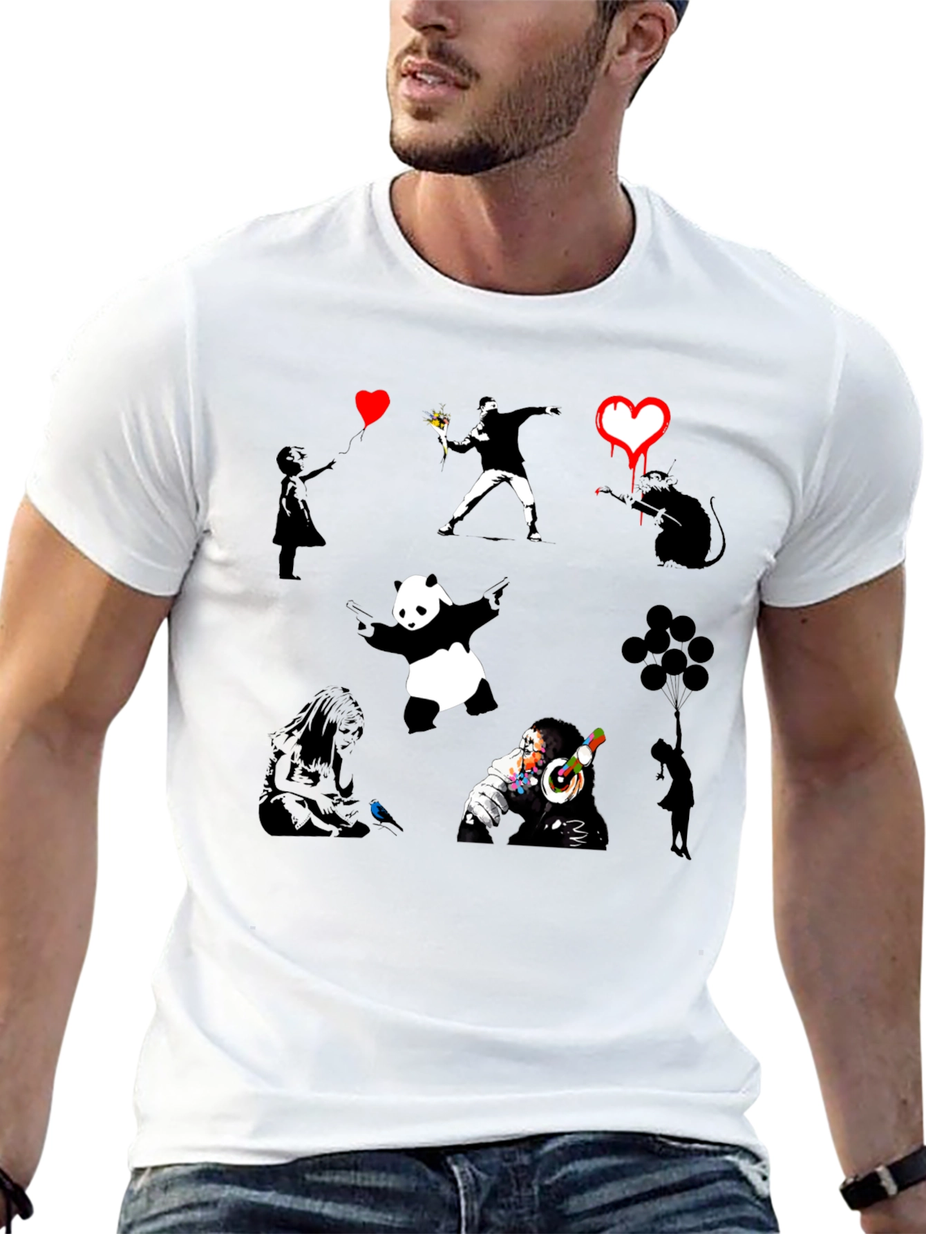 Banksy Art Print Black T-Shirt