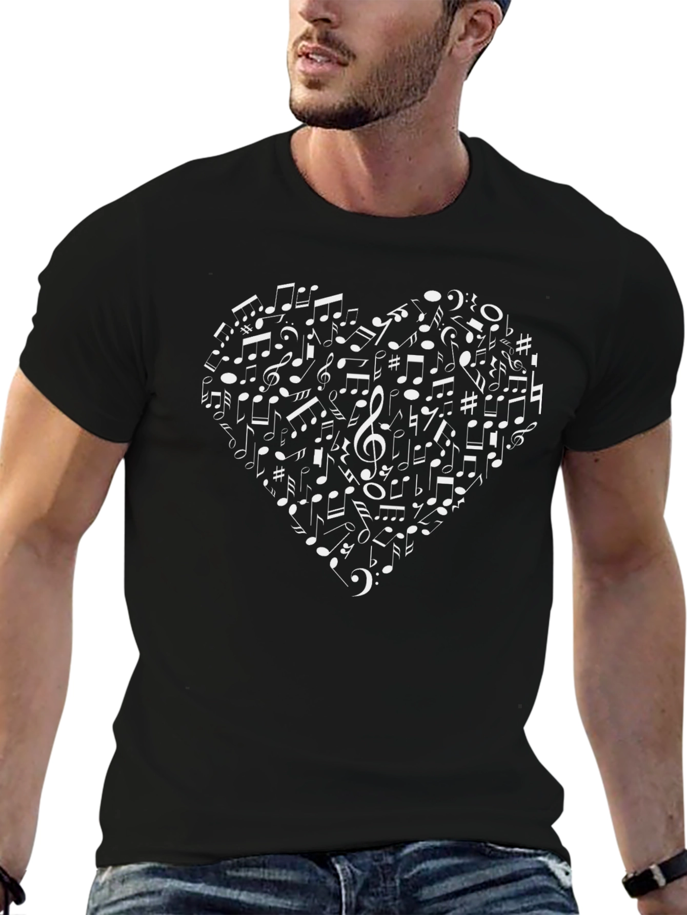 Musical Heart Graphic Tee - Black