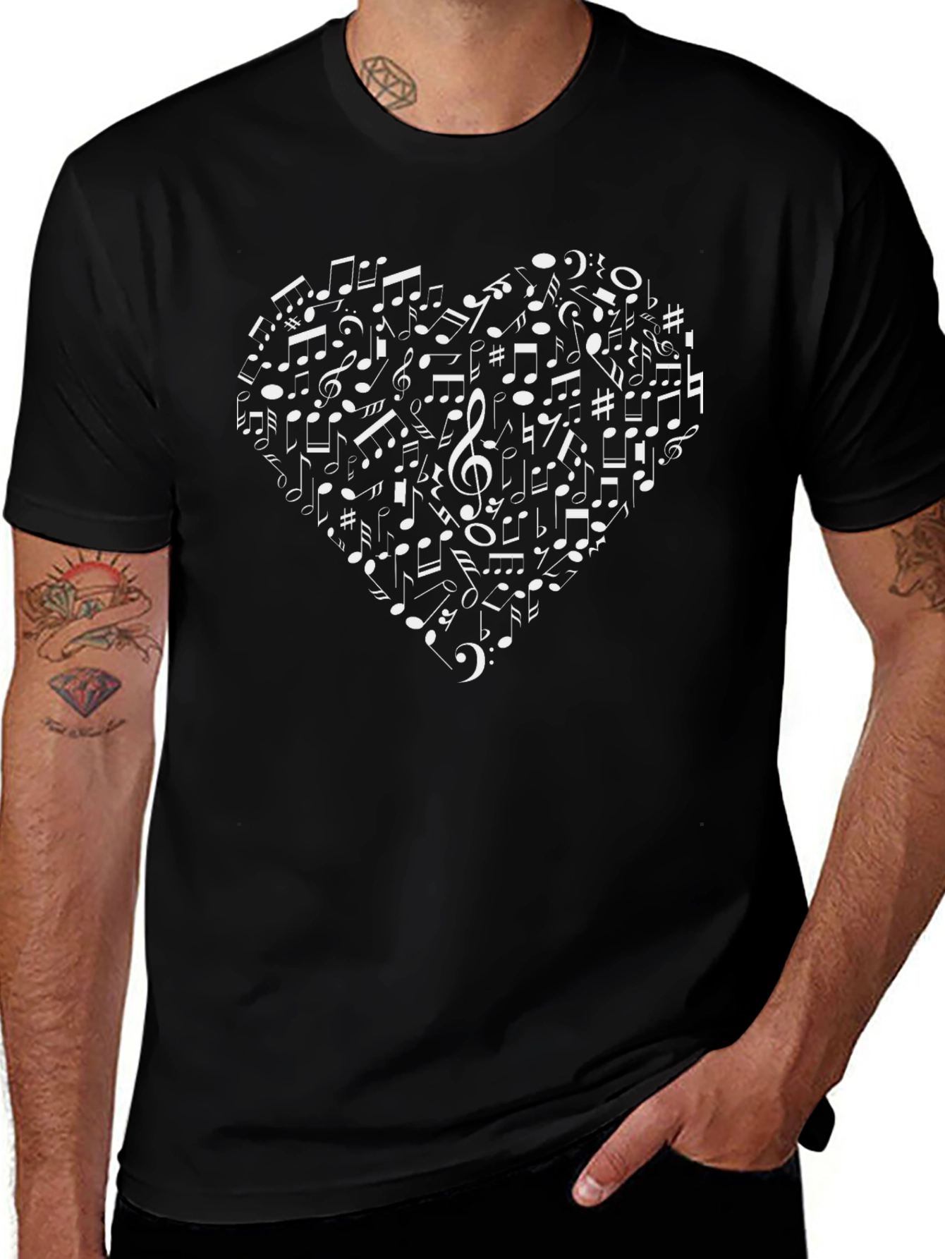 Musical Heart Graphic Tee - Black