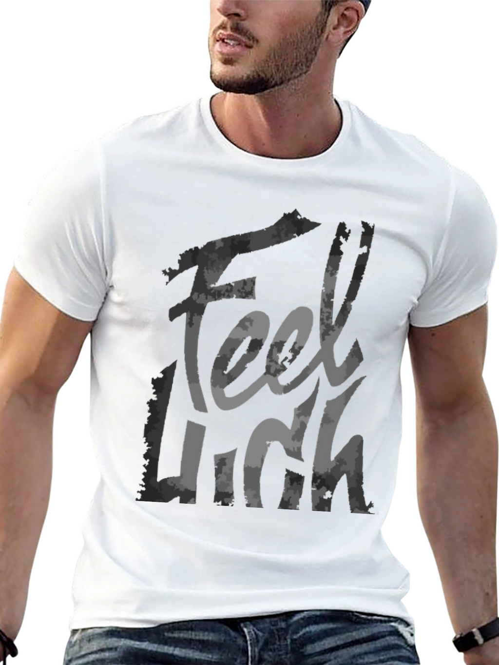 Feel High Graphic Print Black T-Shirt