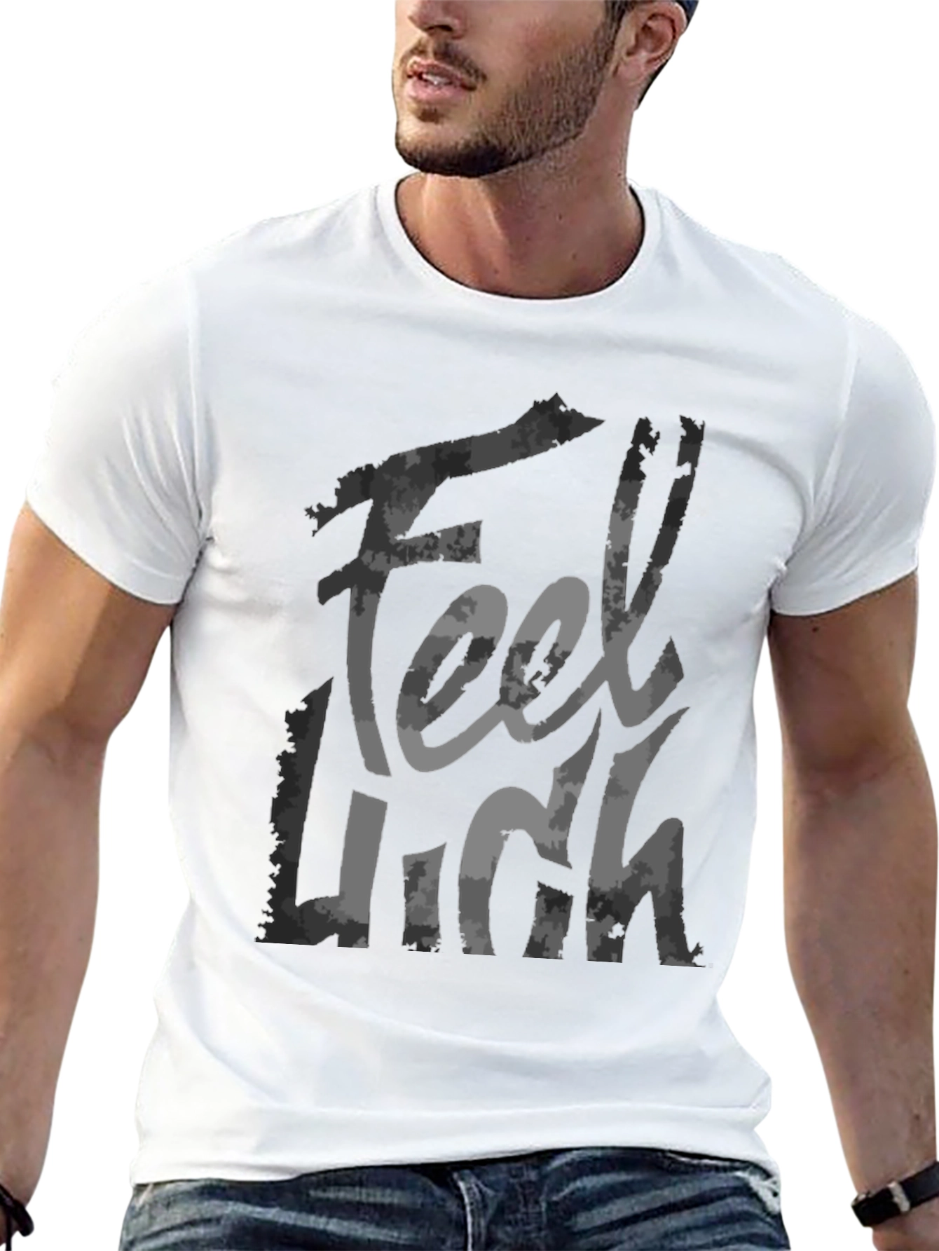Feel High Graphic Print Black T-Shirt