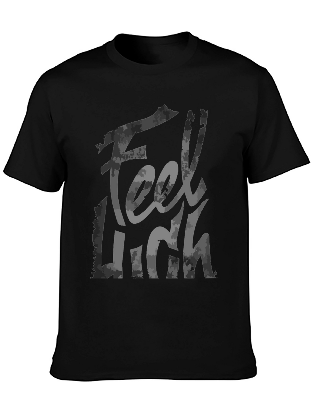 Feel High Graphic Print Black T-Shirt