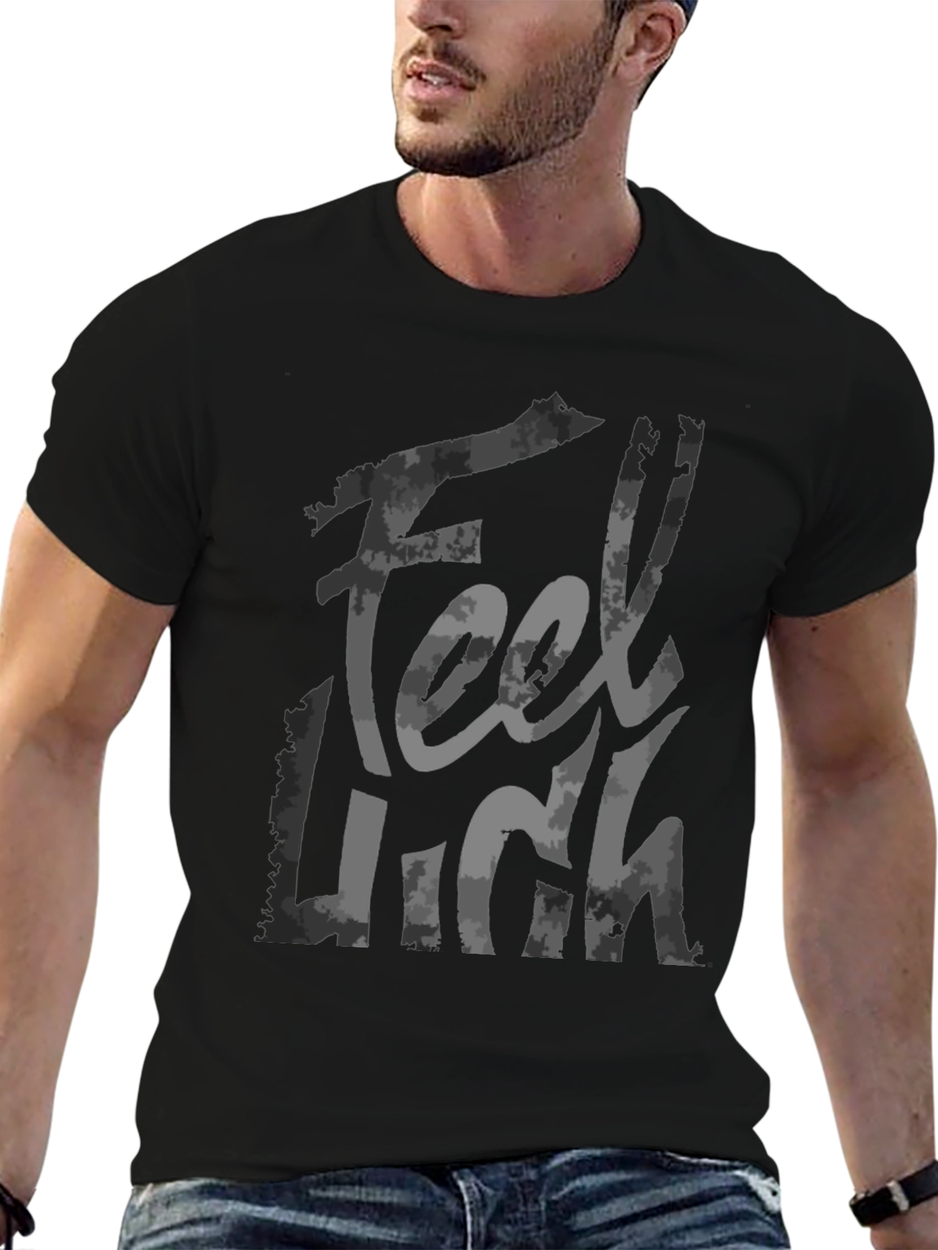 Feel High Graphic Print Black T-Shirt